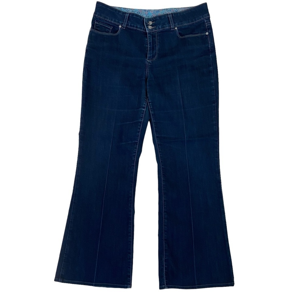 Paige premium denim jeans lightweight high rise waist bootcut flare dark blue XL